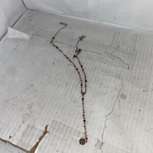 Disney Plastic Beaded & Gold Tone Necklace With Skull Design See Pictures